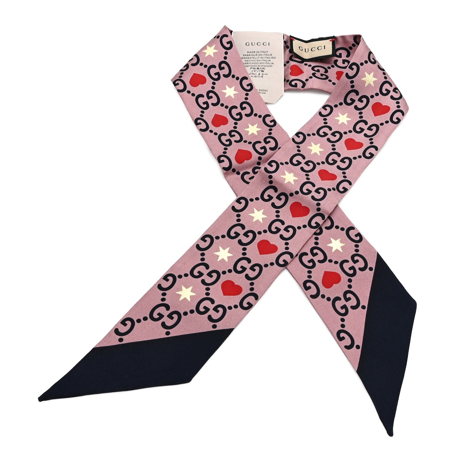 Silk Twill Big Dimmy Neck Bow Scarf Pink Blue