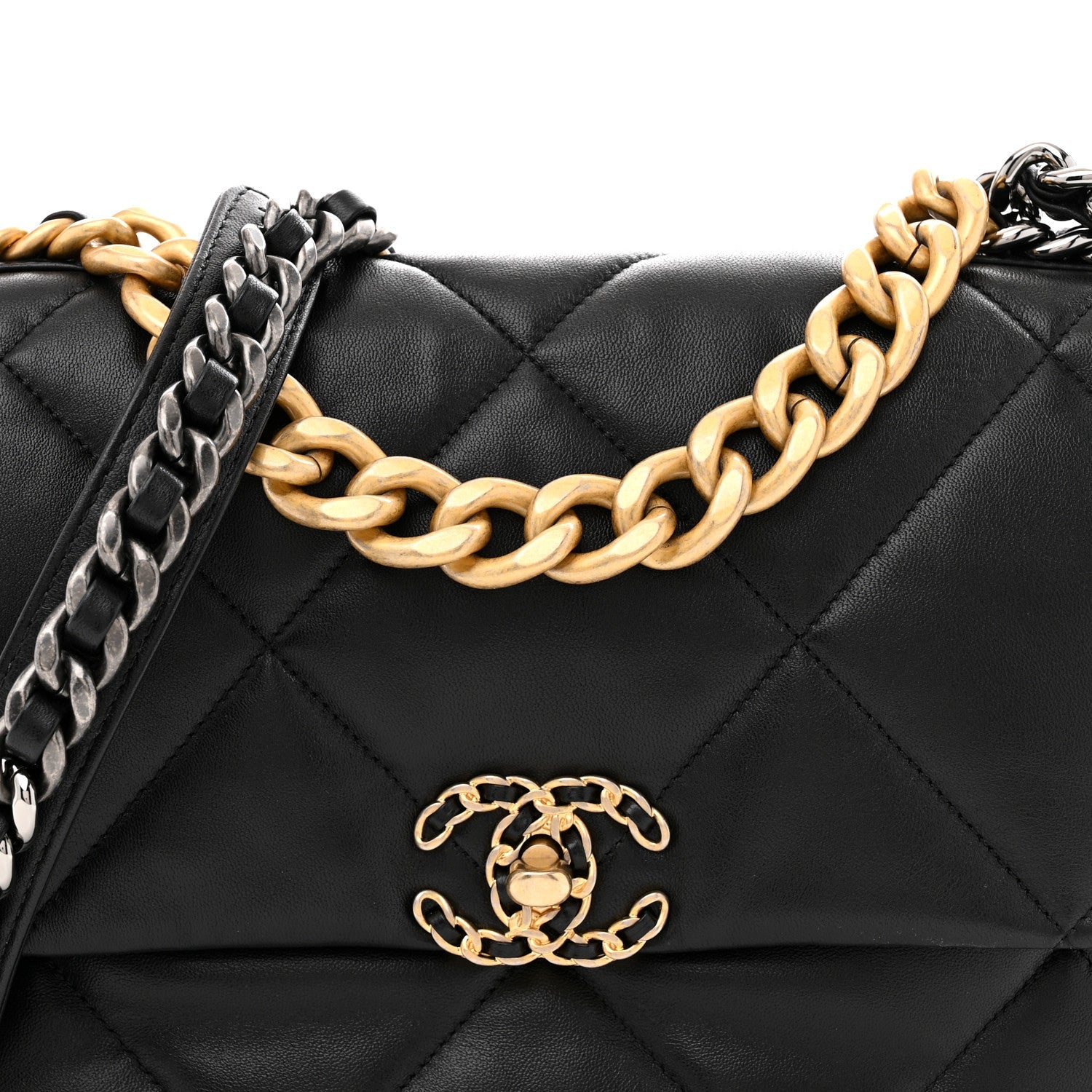 Lambskin Quilted Large Chanel 19 Flap Black