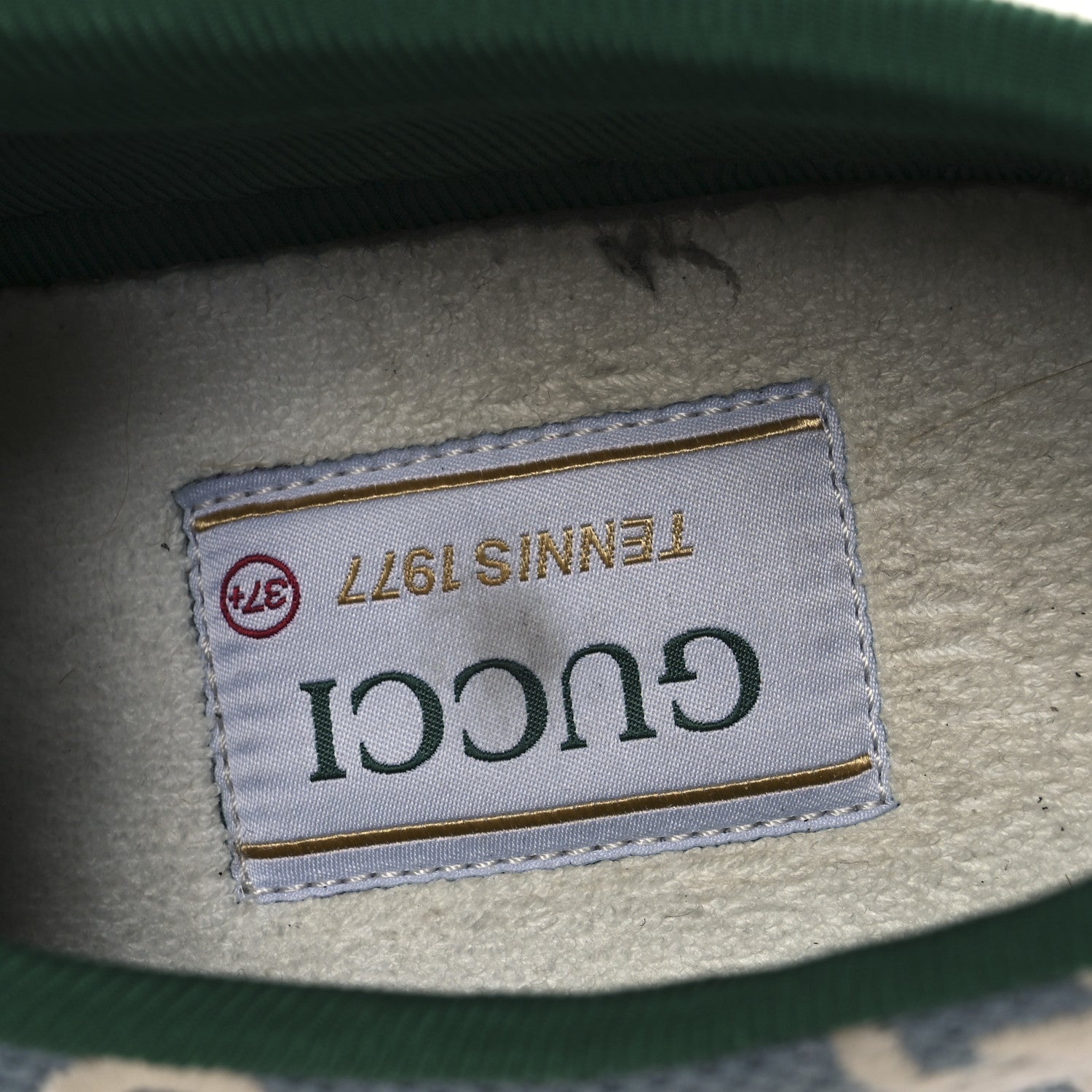 Cotton GG Monogram Web Womens 1977 Tennis Sneakers 37.5 Philod Ivory Mystic White