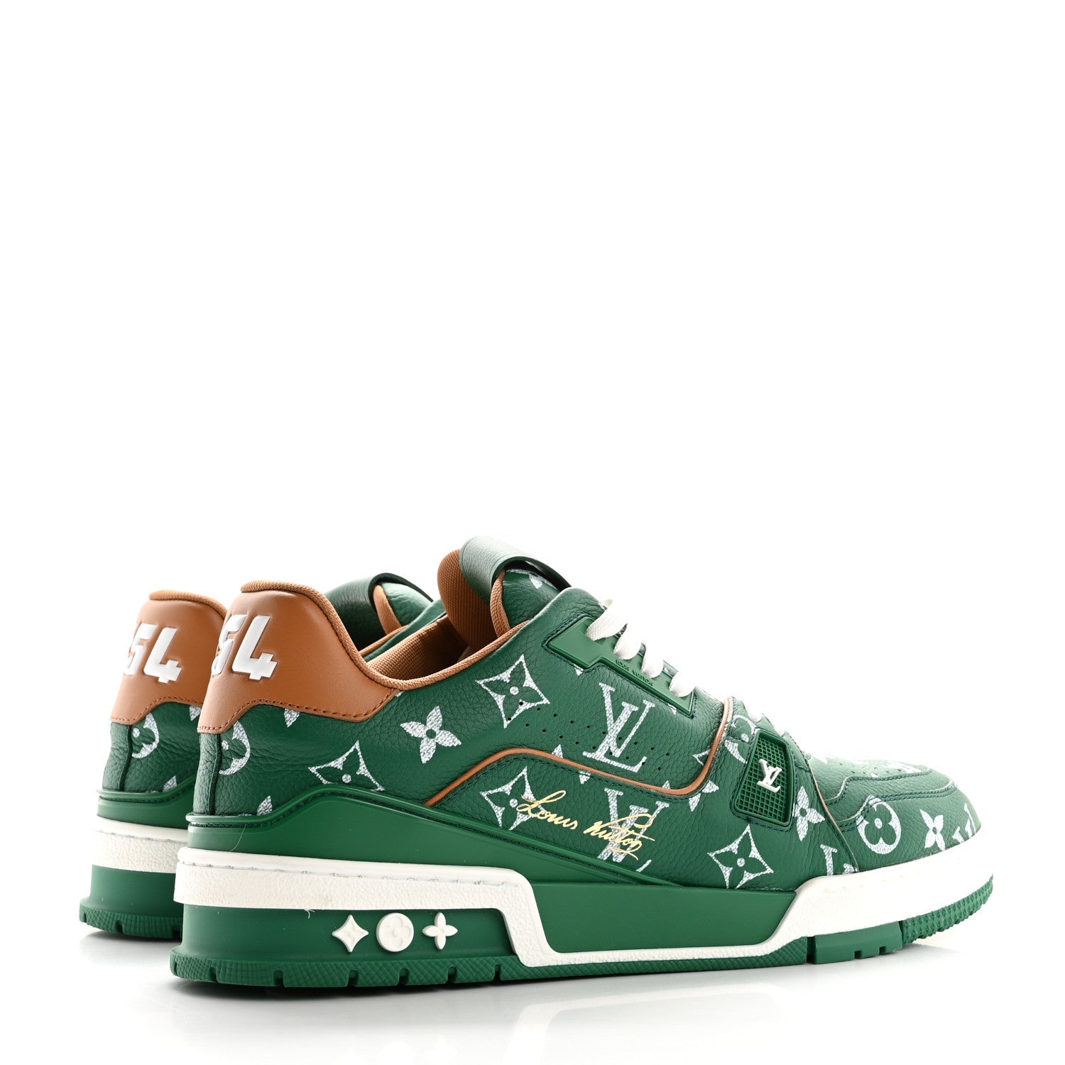 Calfskin Monogram Mens LV Trainer Sneakers 8 Green