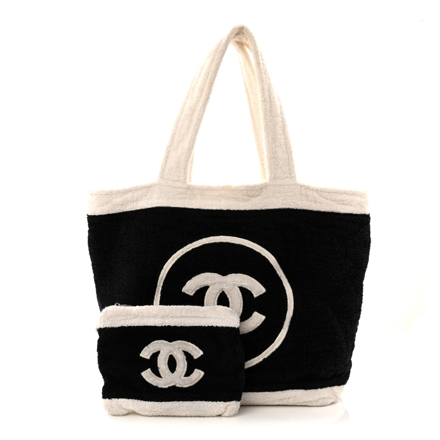 Terry Cotton CC Beach Tote Towel Set Black White