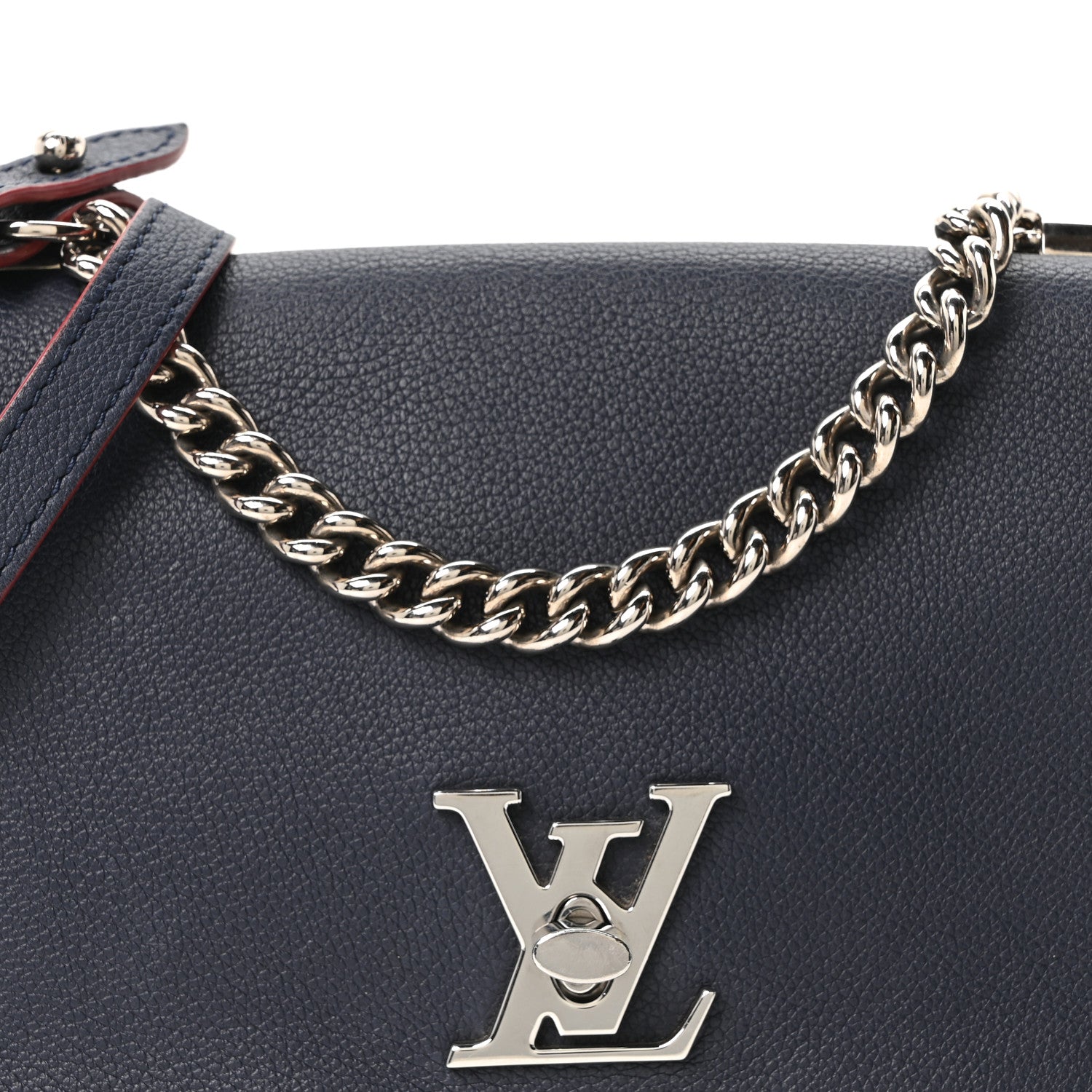 Calfskin Lockme II Chain Bag BB Marine Rouge