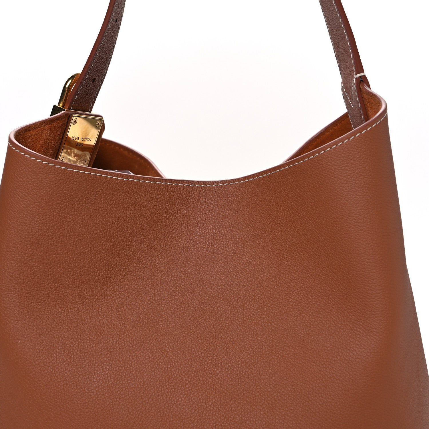 Grained Calfskin Low Key Hobo MM Cognac