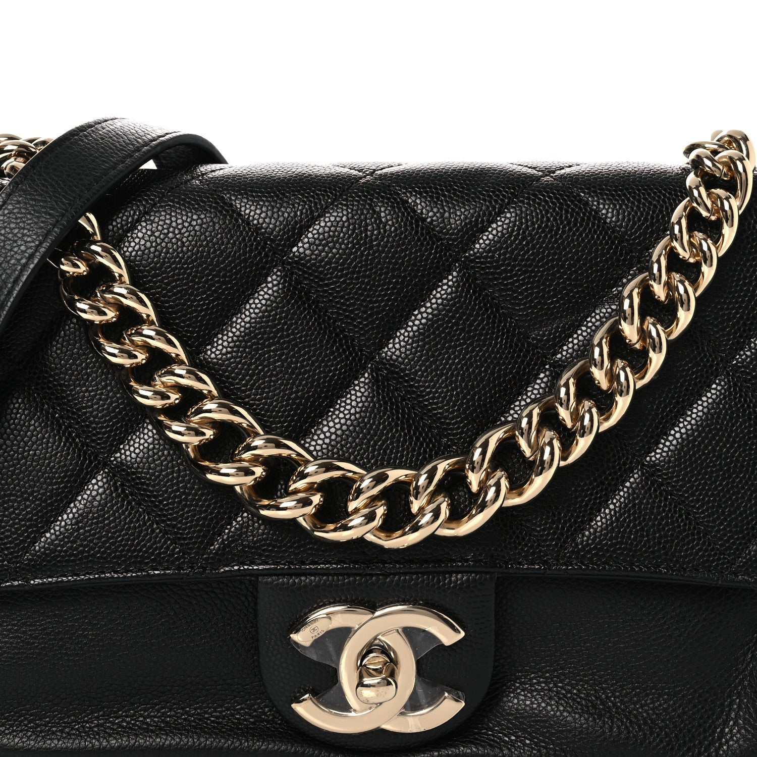 Caviar Quilted Small Studded Flap Black