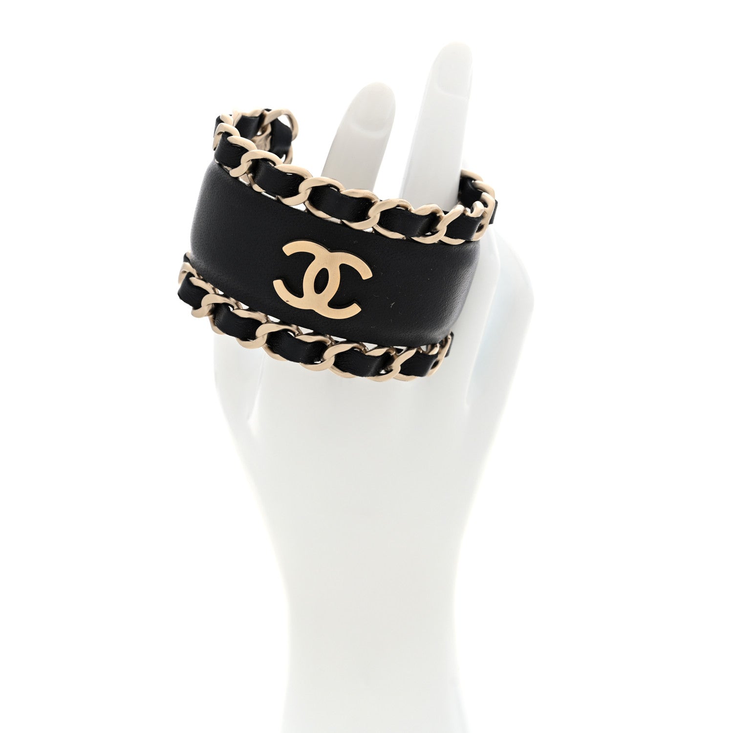 Lambskin Chain CC Cuff S Black Gold