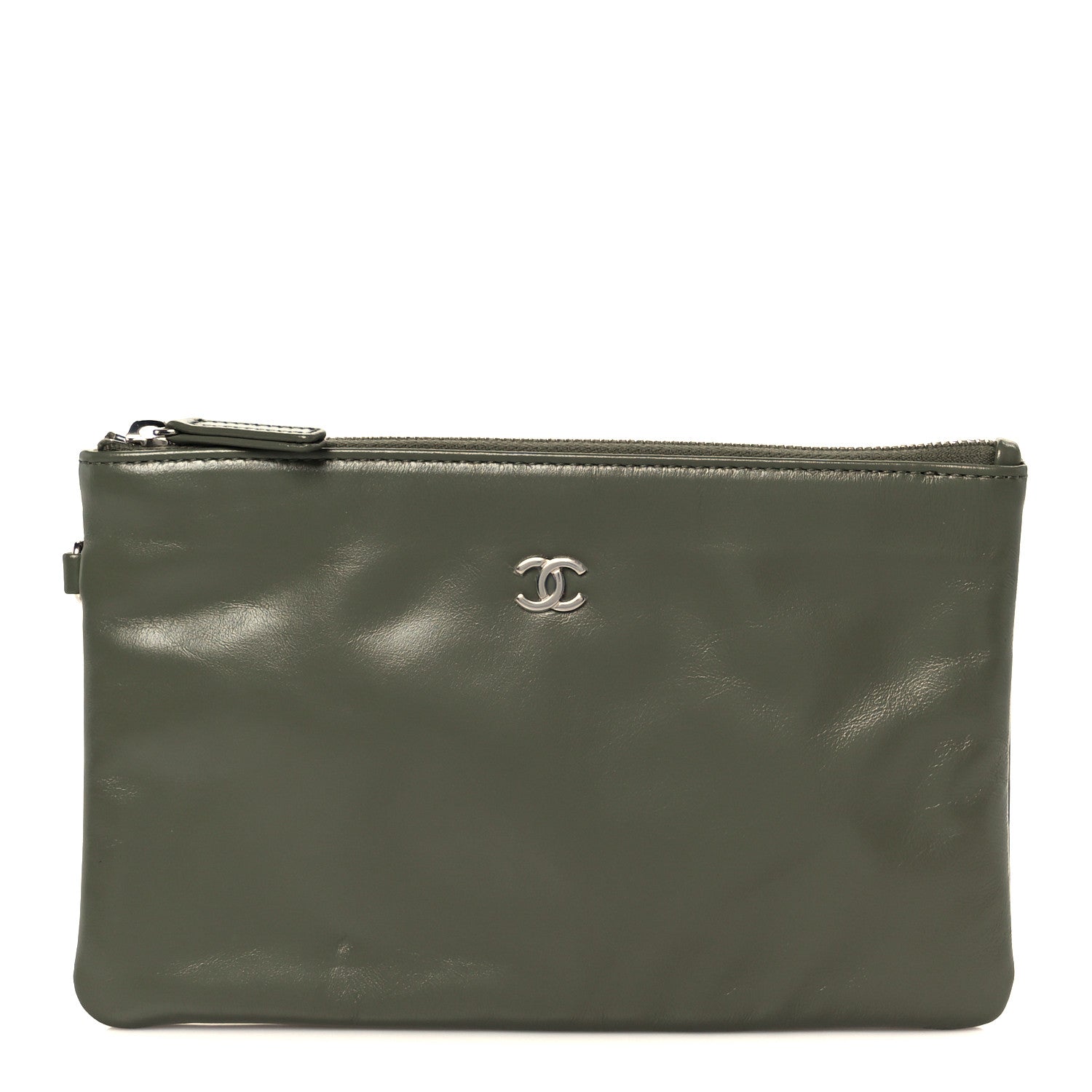 Shiny Calfskin Chanel 22 Removable Pouch Green