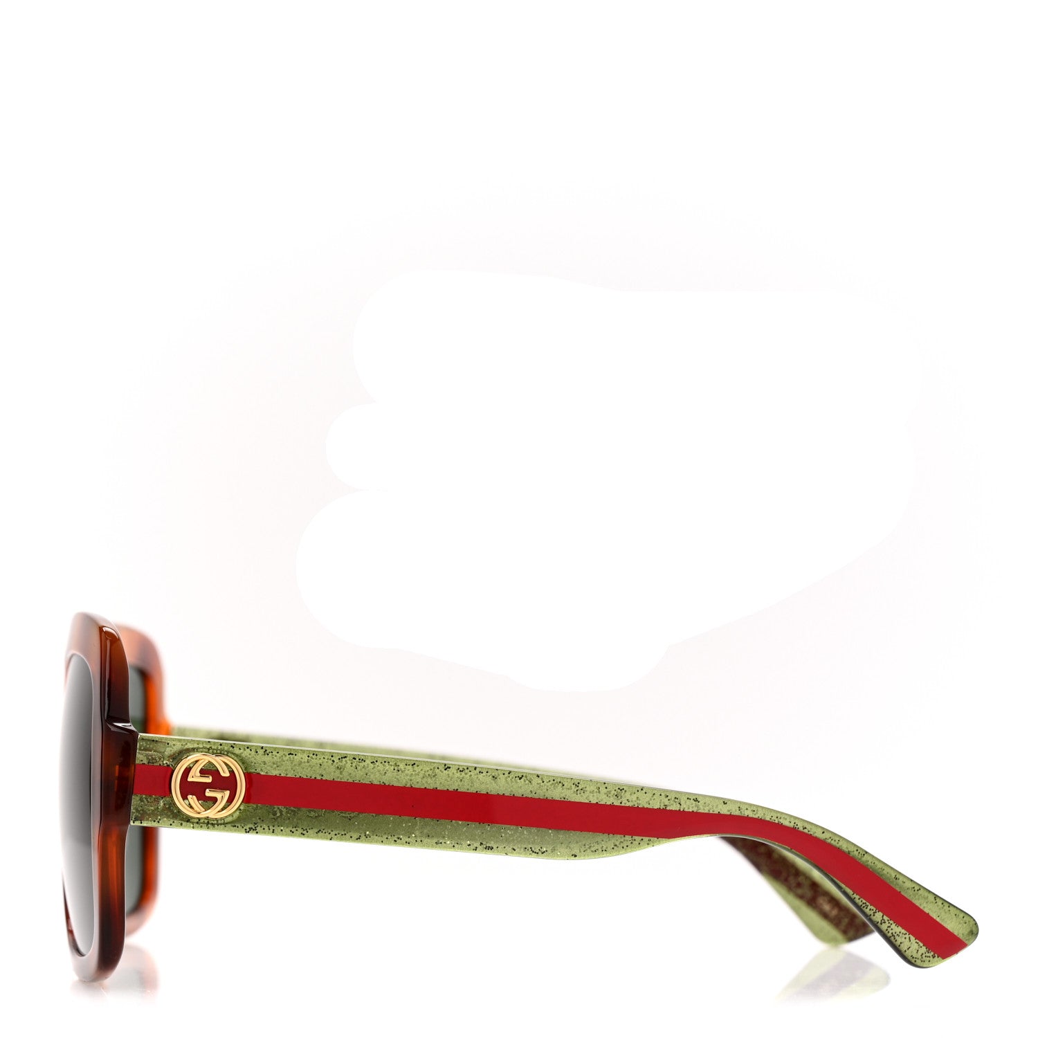 Acetate Square Frame Web Glitter Sunglasses GG0036SN Havana