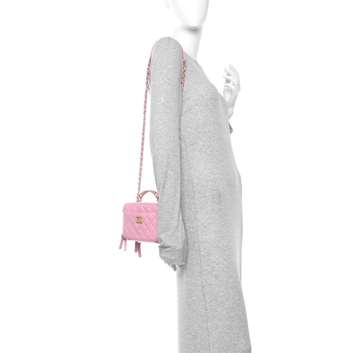 Caviar Quilted Pick Me Up Mini Vanity Case Pink