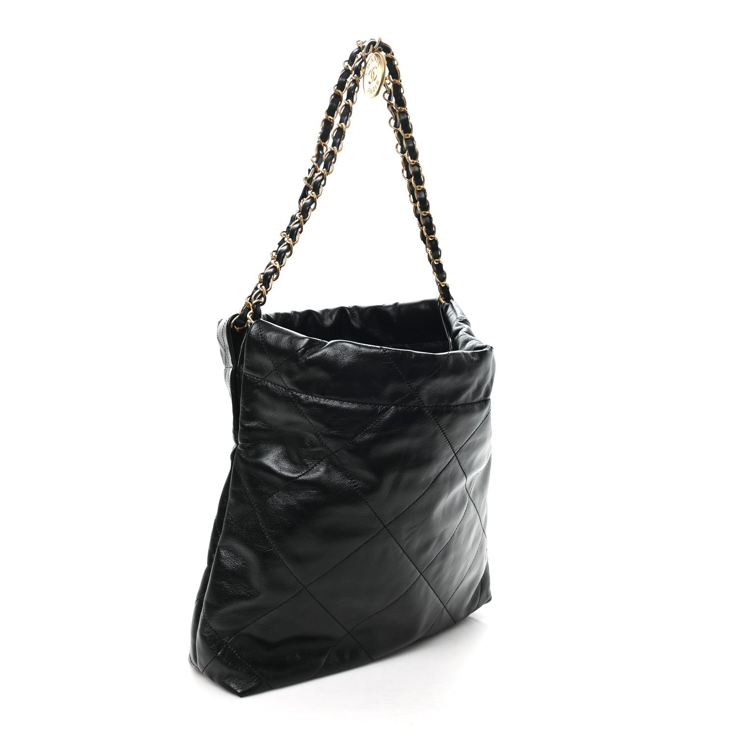 Shiny Calfskin Quilted Small Chanel 22 Black