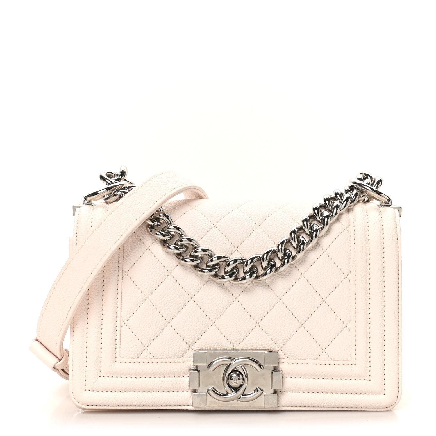 Caviar Quilted Small Boy Flap White