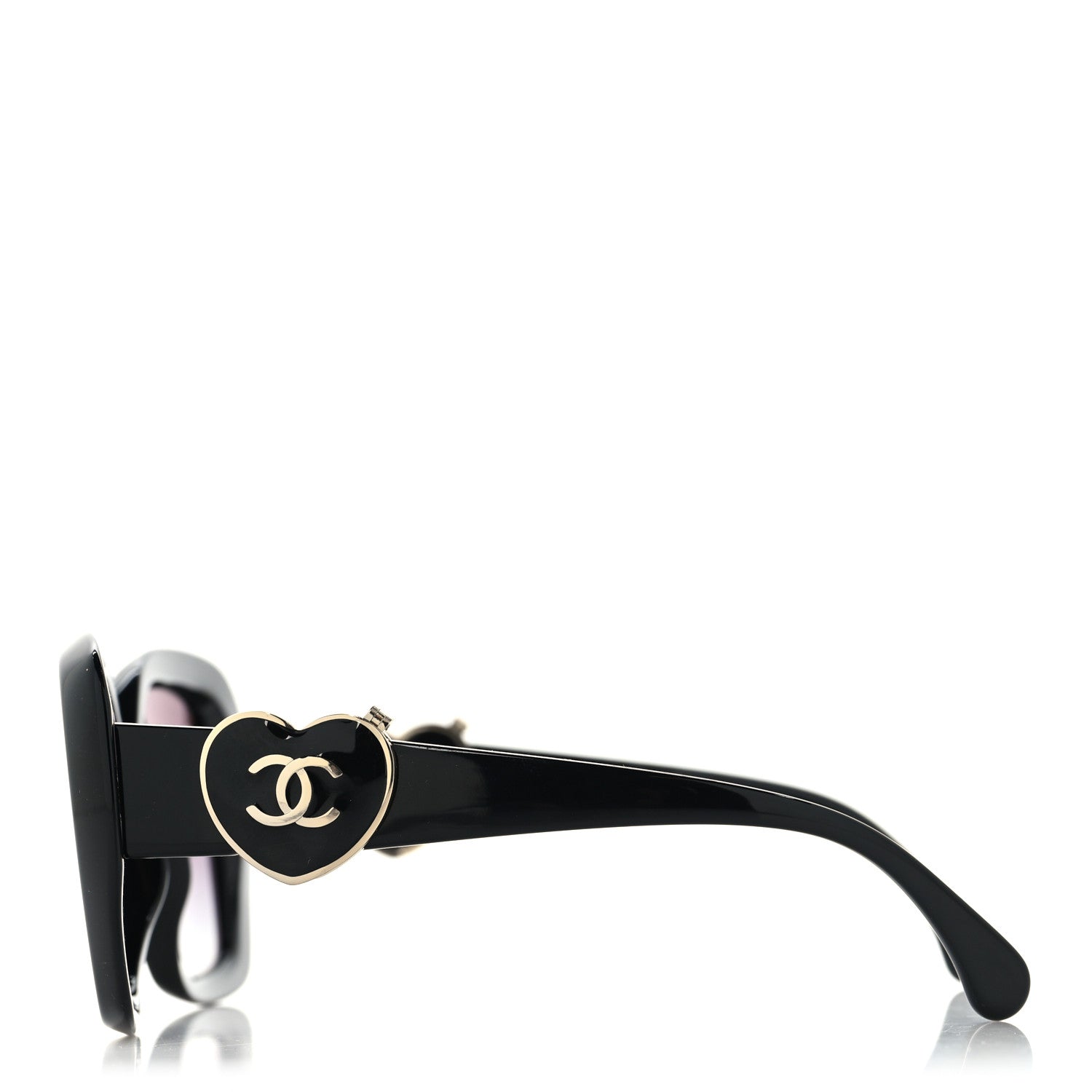 Acetate Enamel Heart Square Sunglasses 5518-A Black
