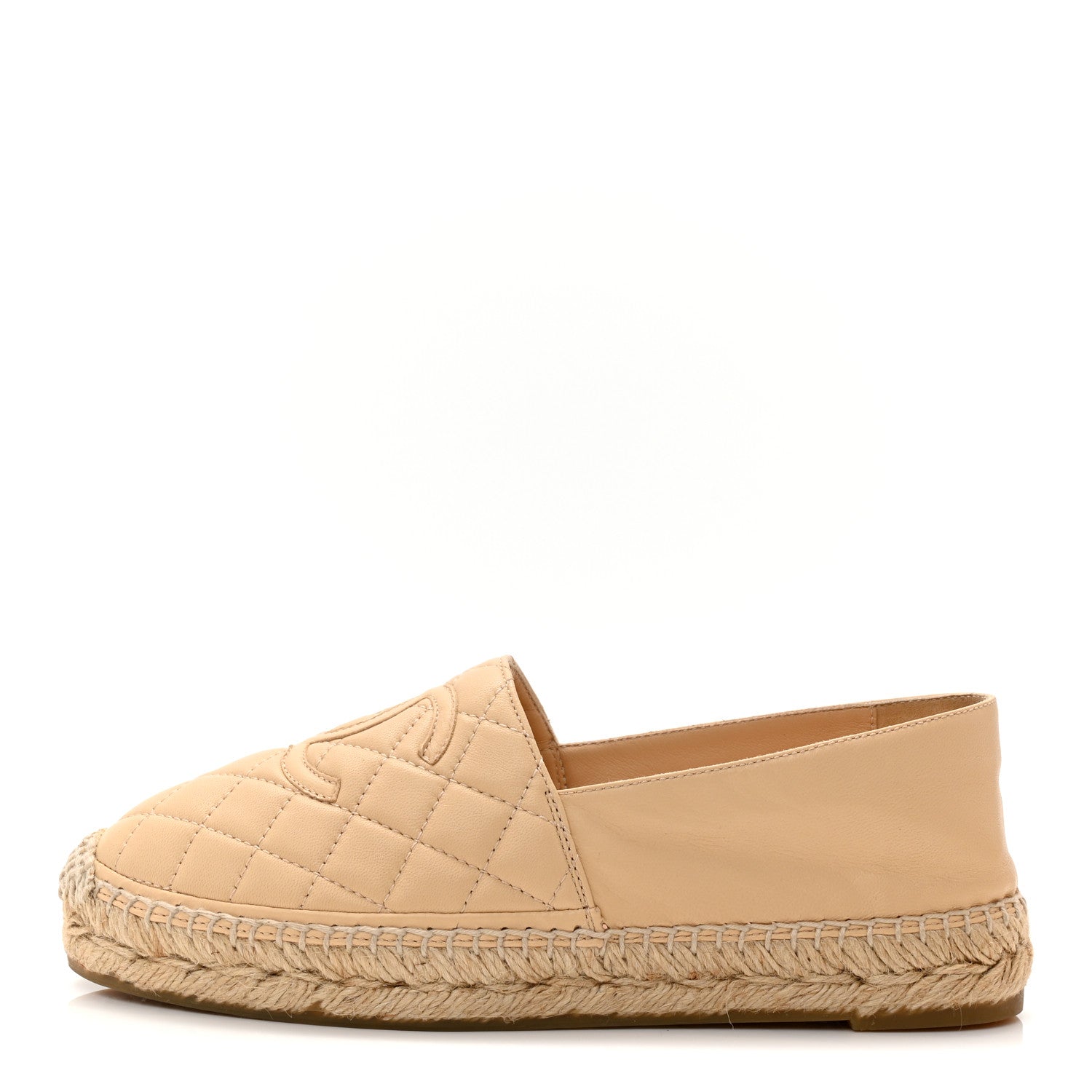Lambskin Quilted CC Espadrilles 36 Beige