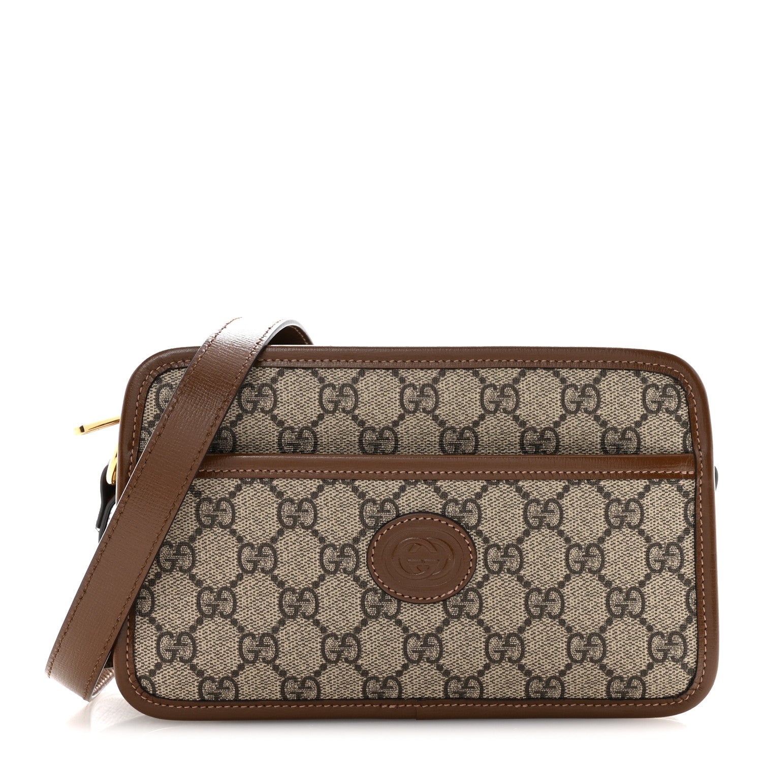 GG Supreme Monogram Azalea Calfskin Mini Retro Interlocking G Shoulder Bag Beige Ebony Brown Sugar