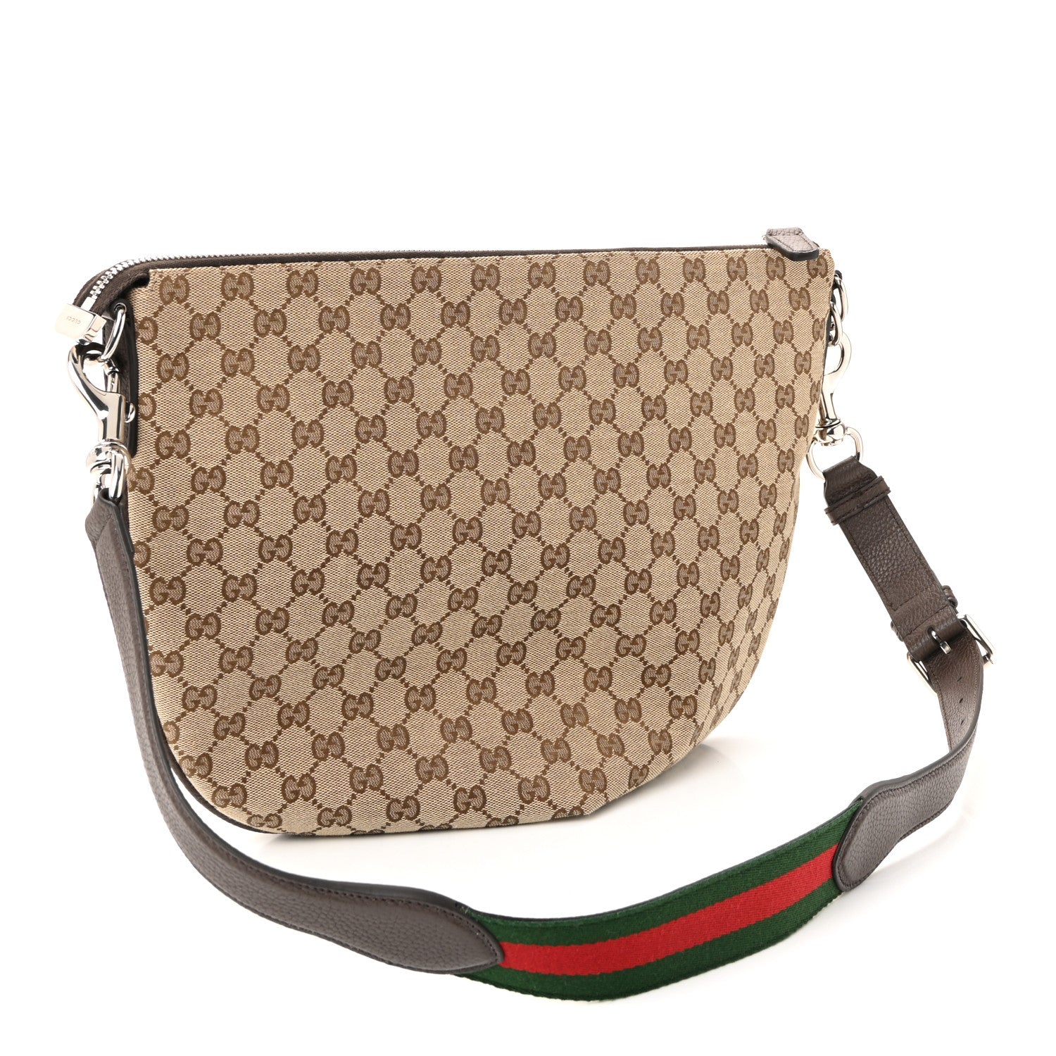 Monogram Calfskin Web Medium B Shoulder Bag Beige Brown