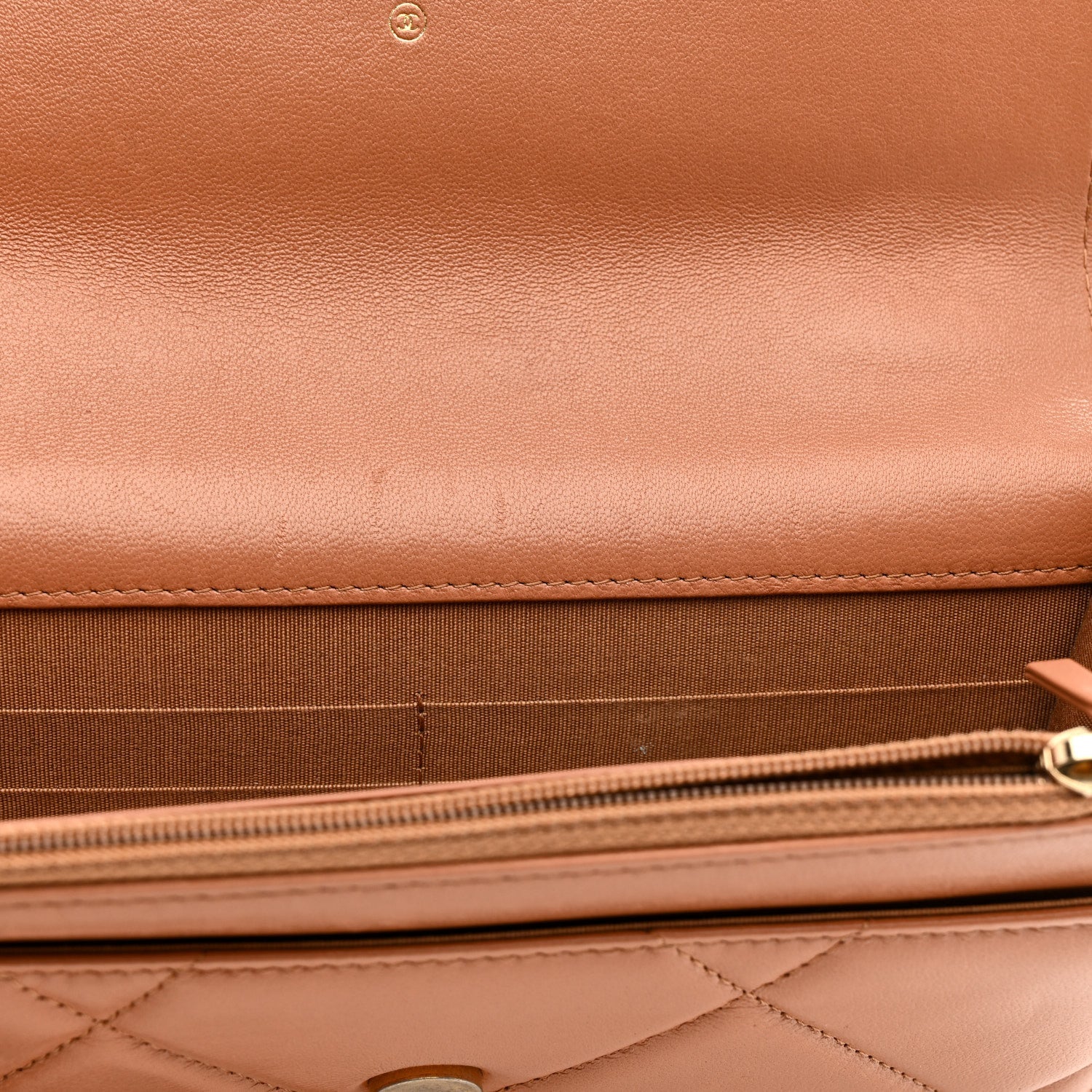 Lambskin Quilted Chanel 19 Wallet On Chain WOC Brown