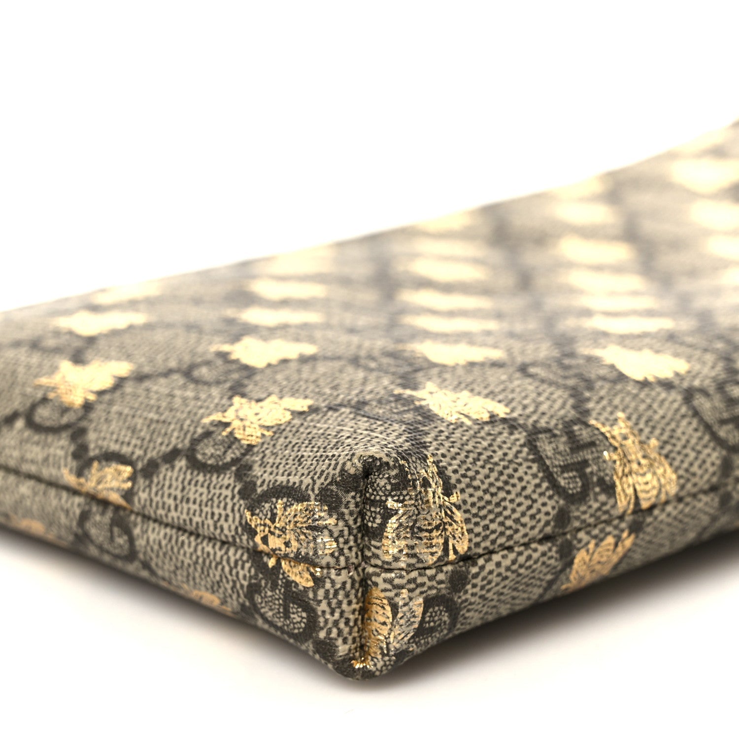 GG Supreme Monogram Bees Wrist Wallet Beige Black