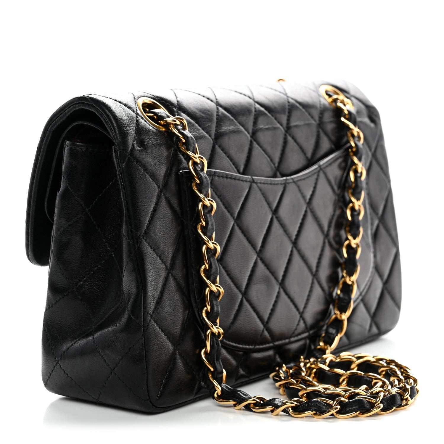 Lambskin Quilted Small Double Flap Black