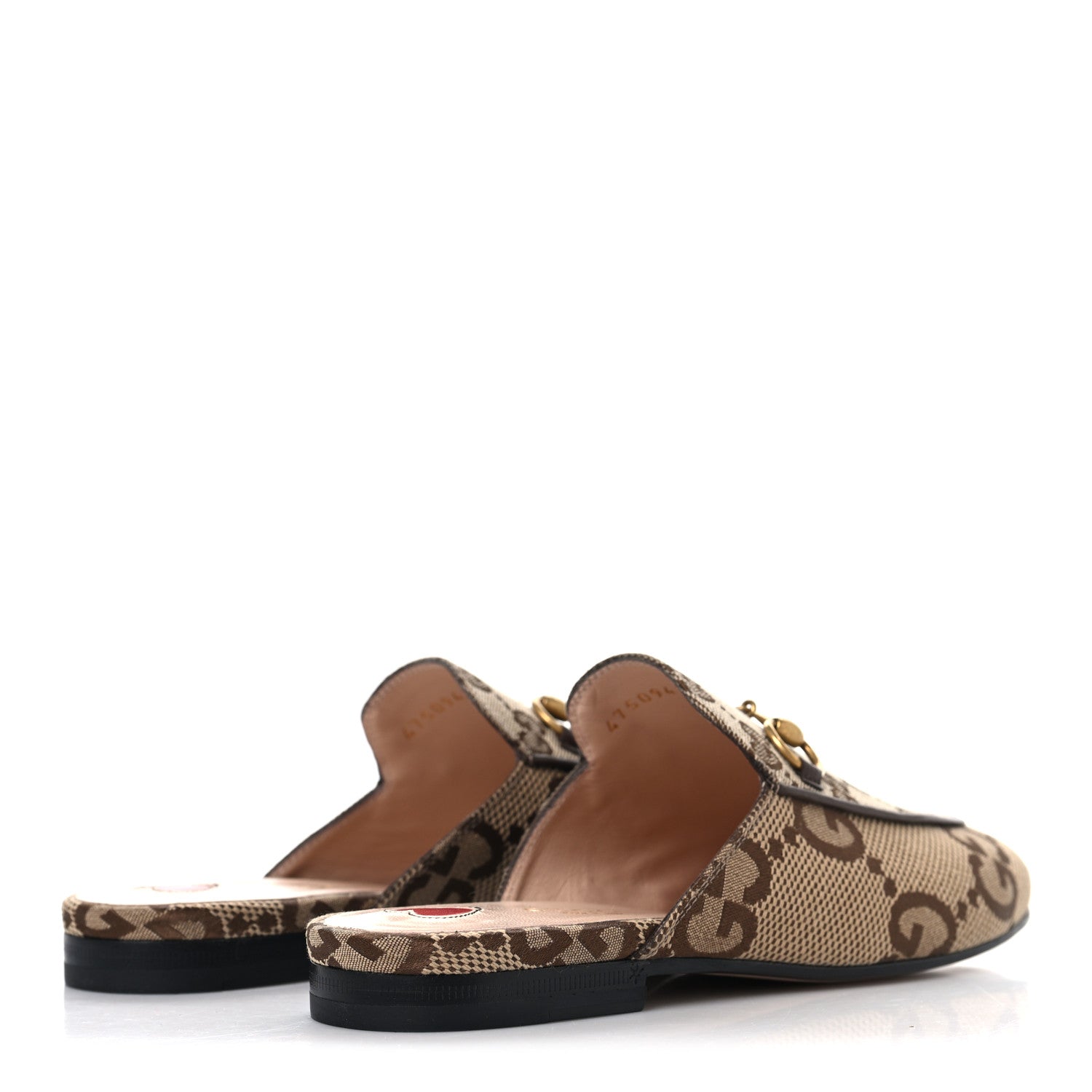 Monogram Jumbo GG Malaga Kid Womens Princetown Slippers 35.5 Camel Ebony New Acero Beige
