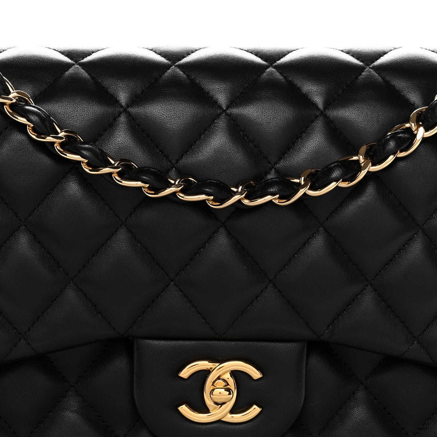Lambskin Quilted Jumbo Double Flap Black