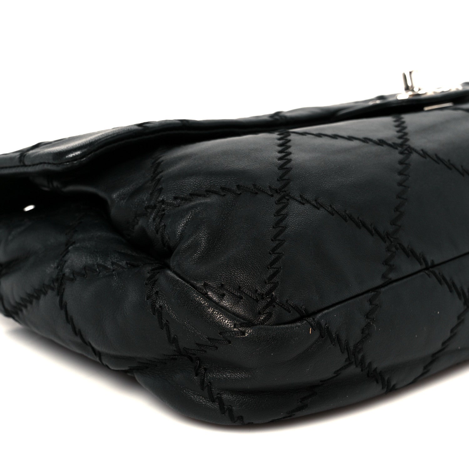 Lambskin Ultimate Stitch Maxi Flap Black