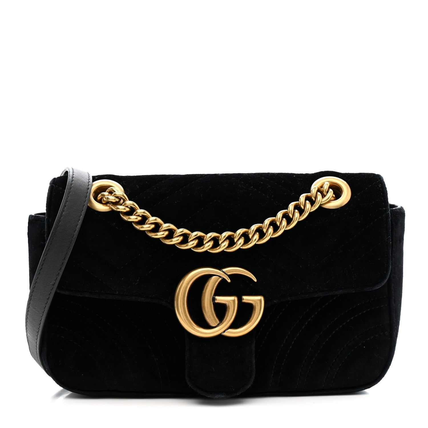 Velvet Matelasse Mini GG Marmont Shoulder Bag Black