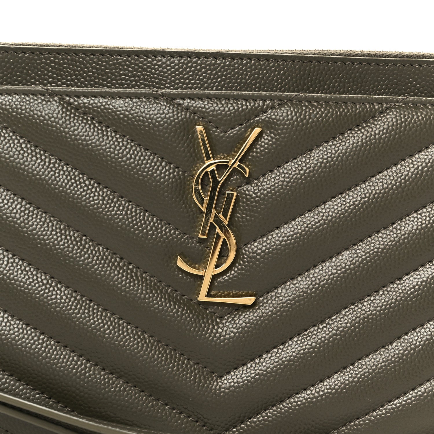 Grain De Poudre Chevron Monogram Bill Pouch Vert Kaki