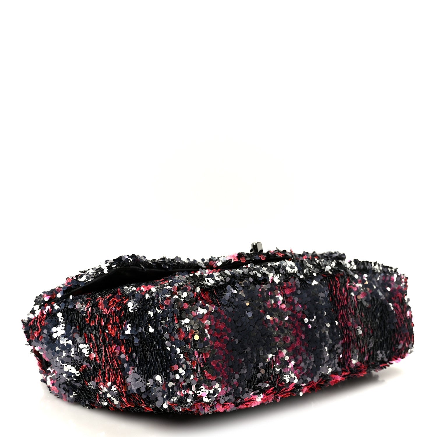 Sequin Logo Single Flap Pink Silver Black