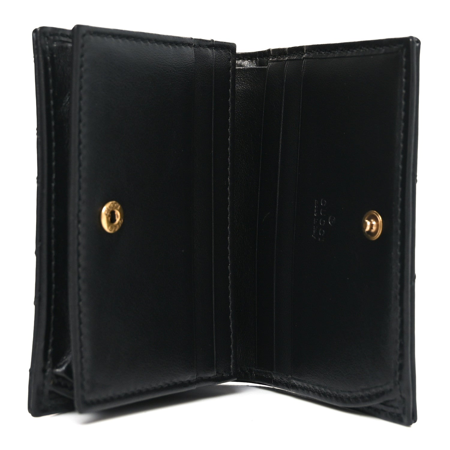 Calfskin Matelasse GG Marmont Card Case Wallet Black