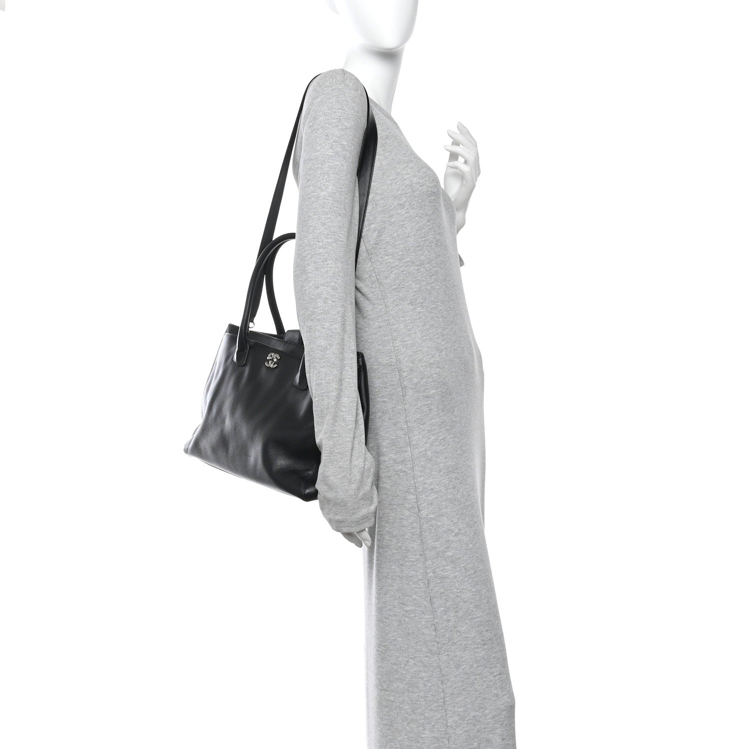 Calfskin Cerf Executive Shopper Tote Black