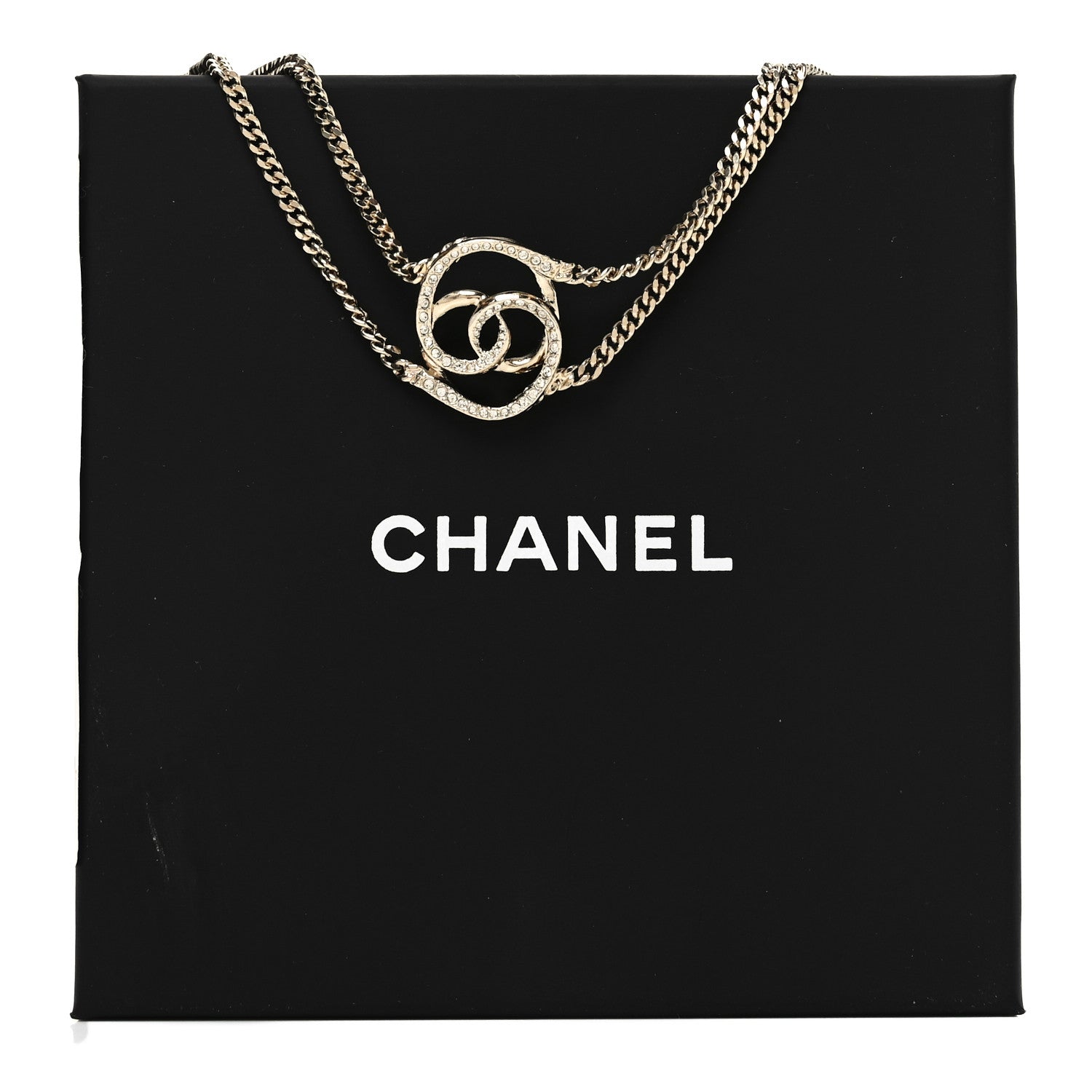 Crystal CC Oval Necklace Gold
