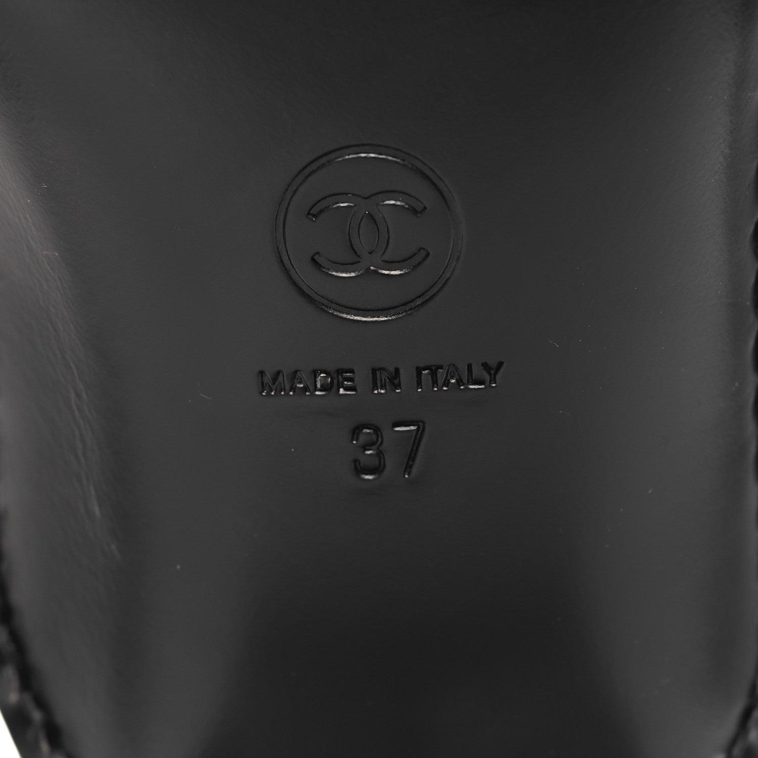 Shiny Calfskin Metal CC Loafers 37 Black