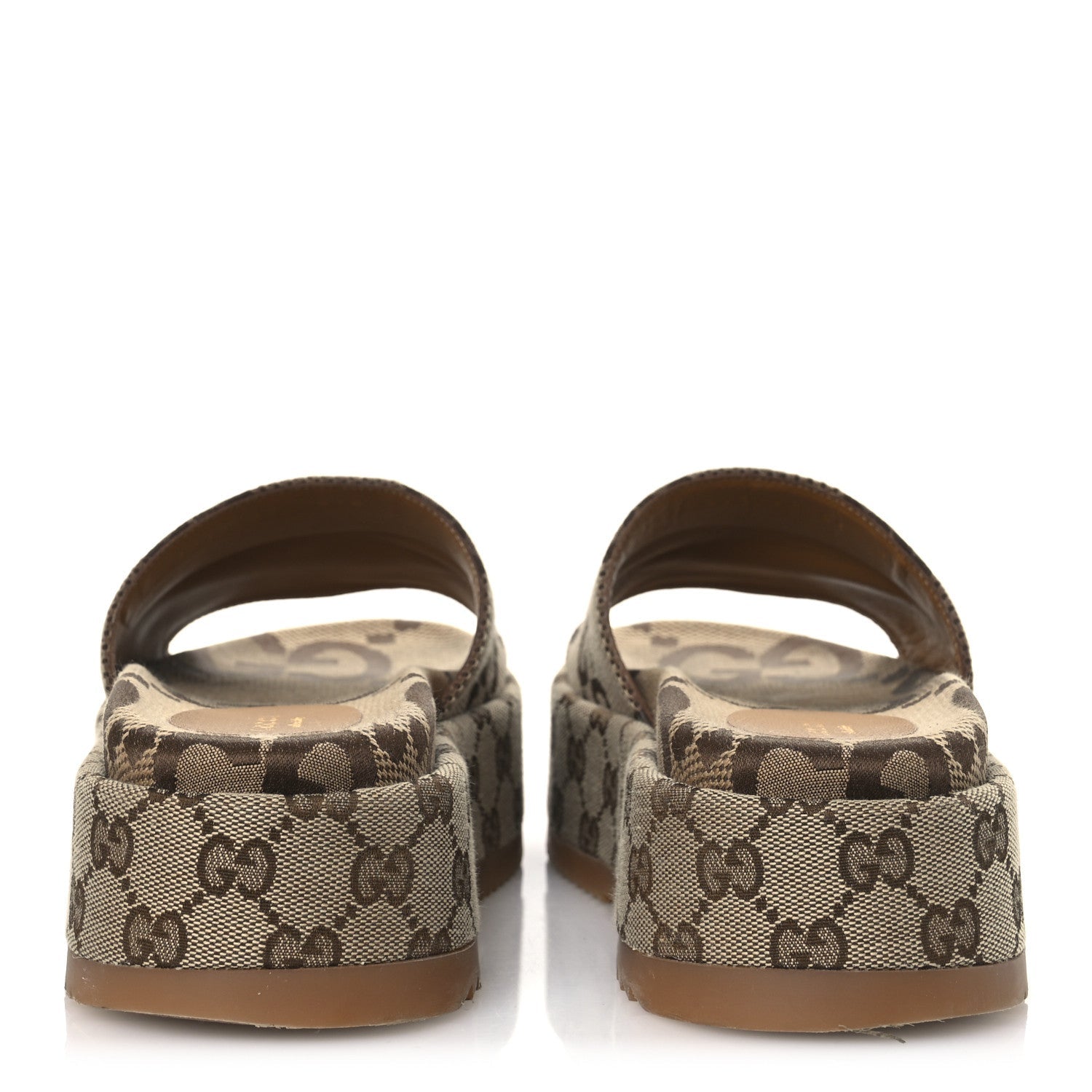 Monogram Maxi GG Angelina Platform 55mm Slide Sandals 37 Camel Ebony