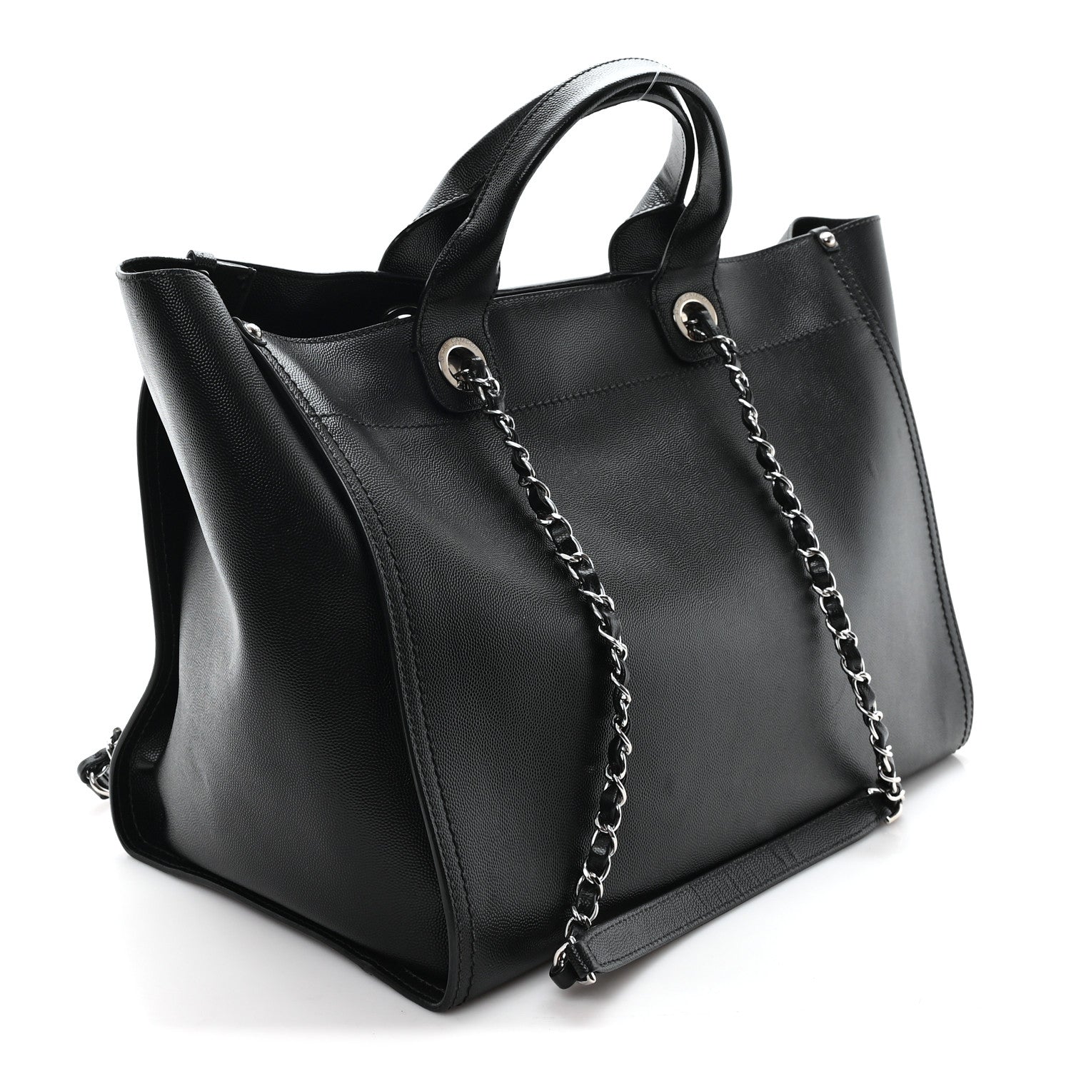 Caviar Medium Studded Deauville Tote Black