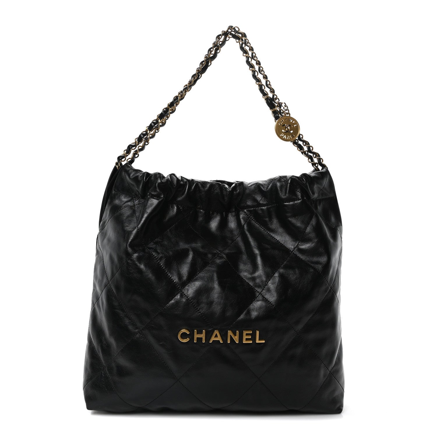 Shiny Calfskin Quilted Chanel 22 Black