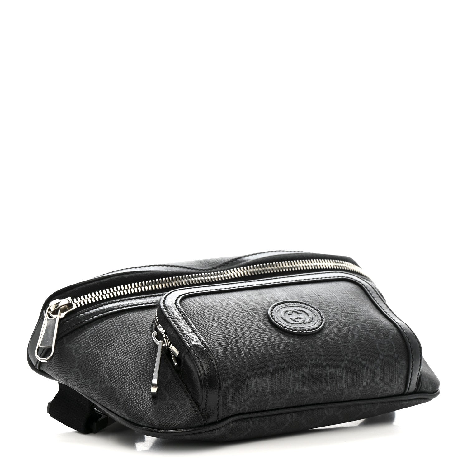 GG Supreme Monogram Textured Calfskin Retro Interlocking G Belt Bag Black