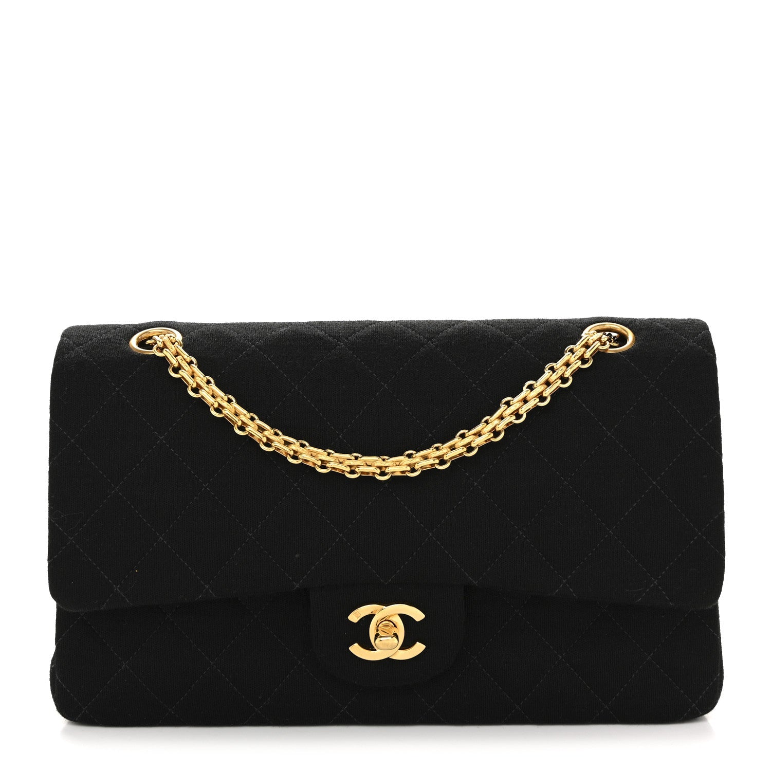 Jersey Quilted Medium Double Flap Black