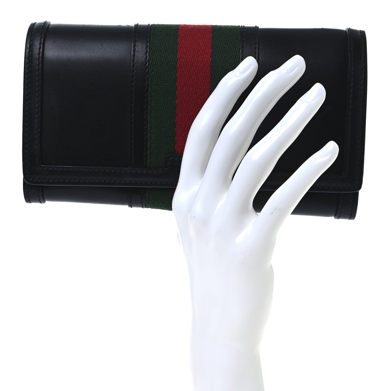 Calfskin Web Continental Wallet Black