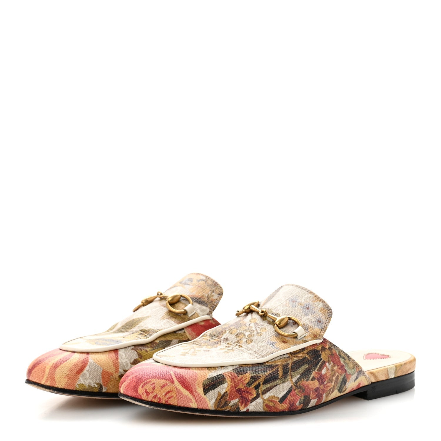 GG Supreme Monogram Malaga Kid Water Flora Womens Princetown Slippers 36.5 Beige White Multicolor Mystic White