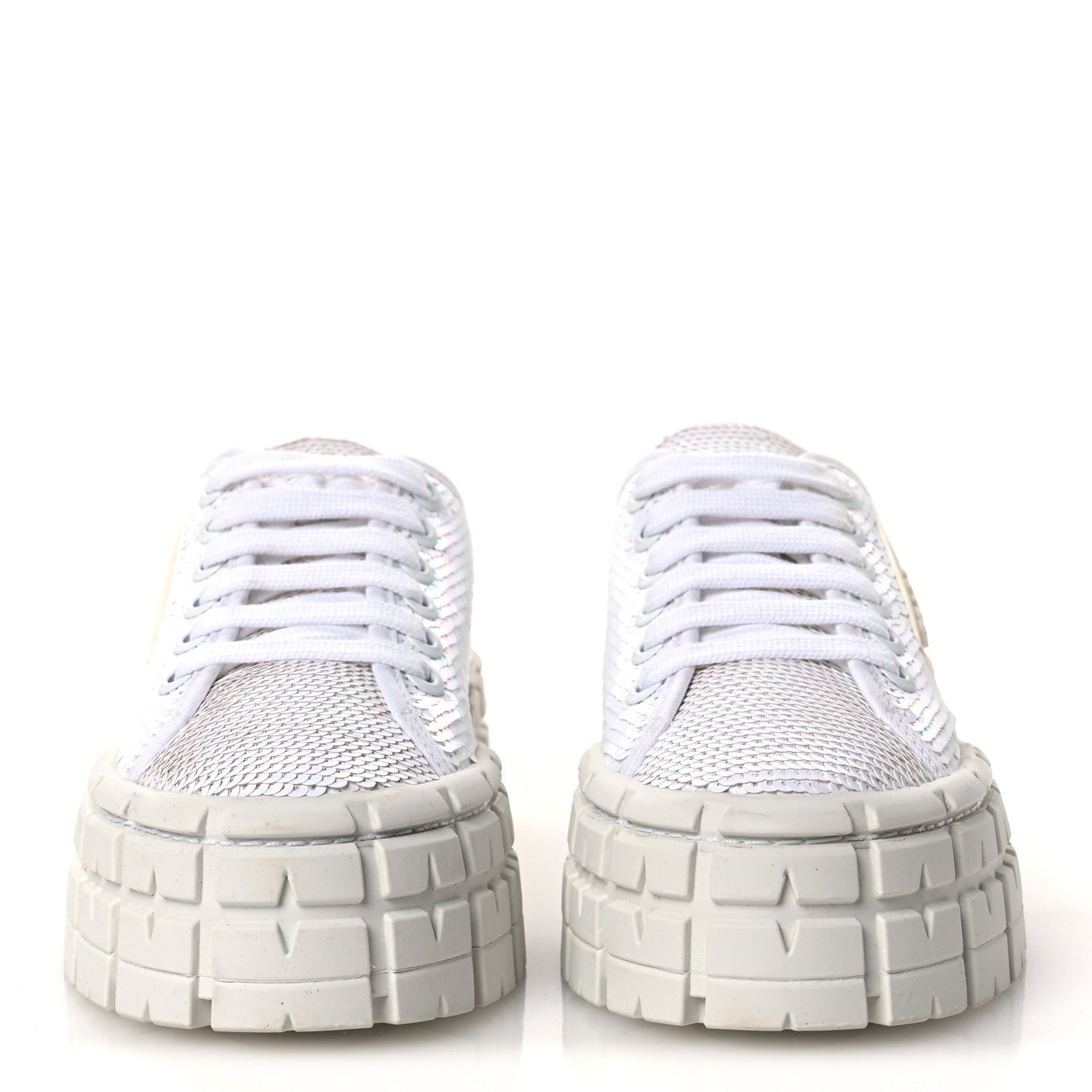 Paillettes Triangle Logo Double Wheel 50mm Sneakers 38.5 White