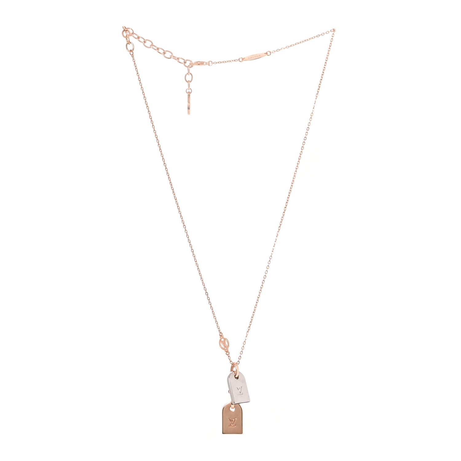 Crystal Precious Nanogram Name Tag Necklace Rose Gold Silver