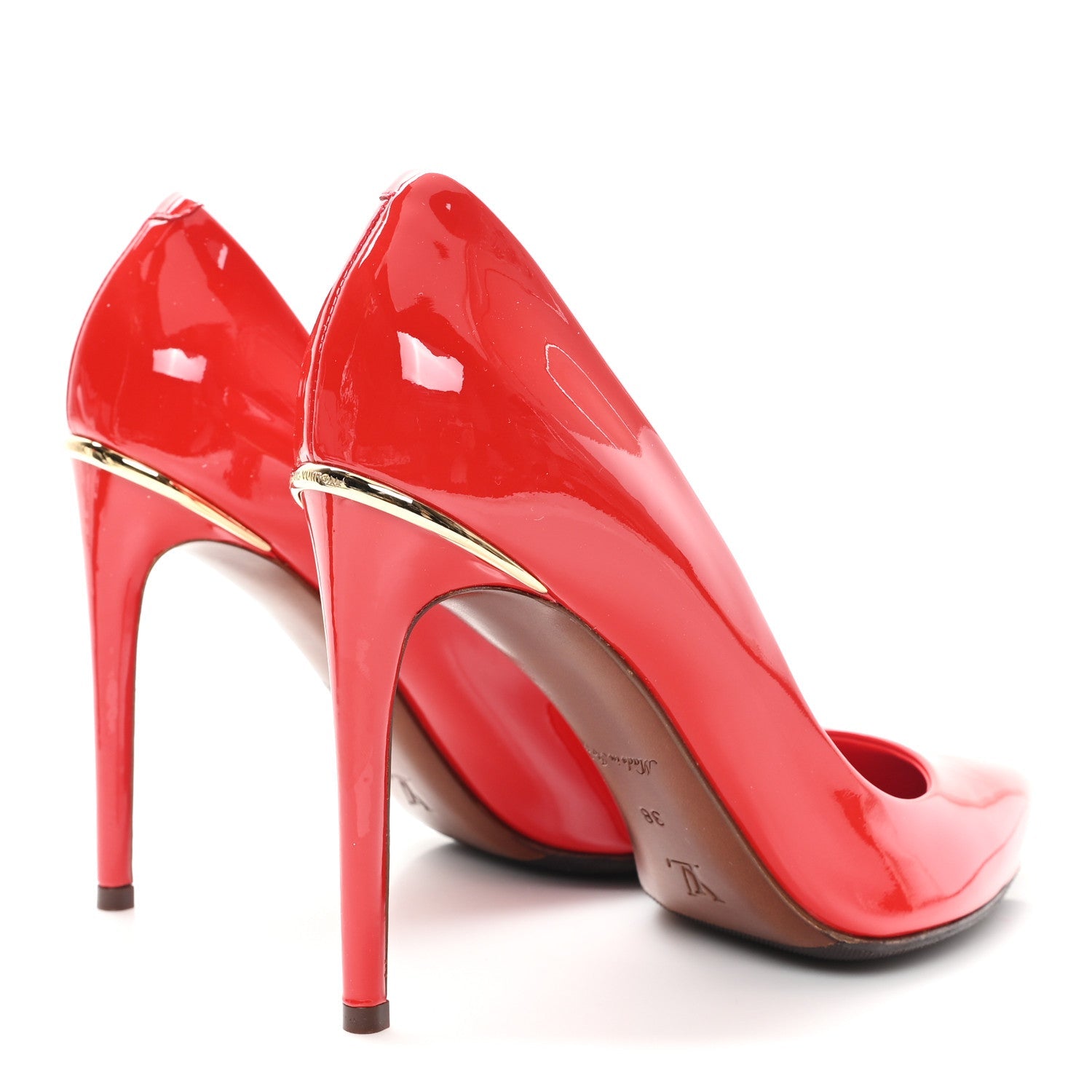 Patent Calfskin Eyeline Pumps 38 Rouge