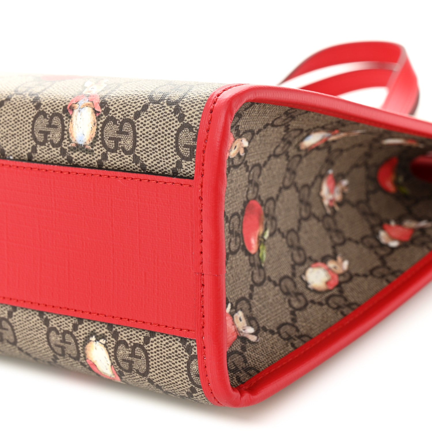 X Peter Rabbit GG Supreme Monogram Rabbit Apple Childrens Tote Beige Ebony Multicolor Bright Hibiscus