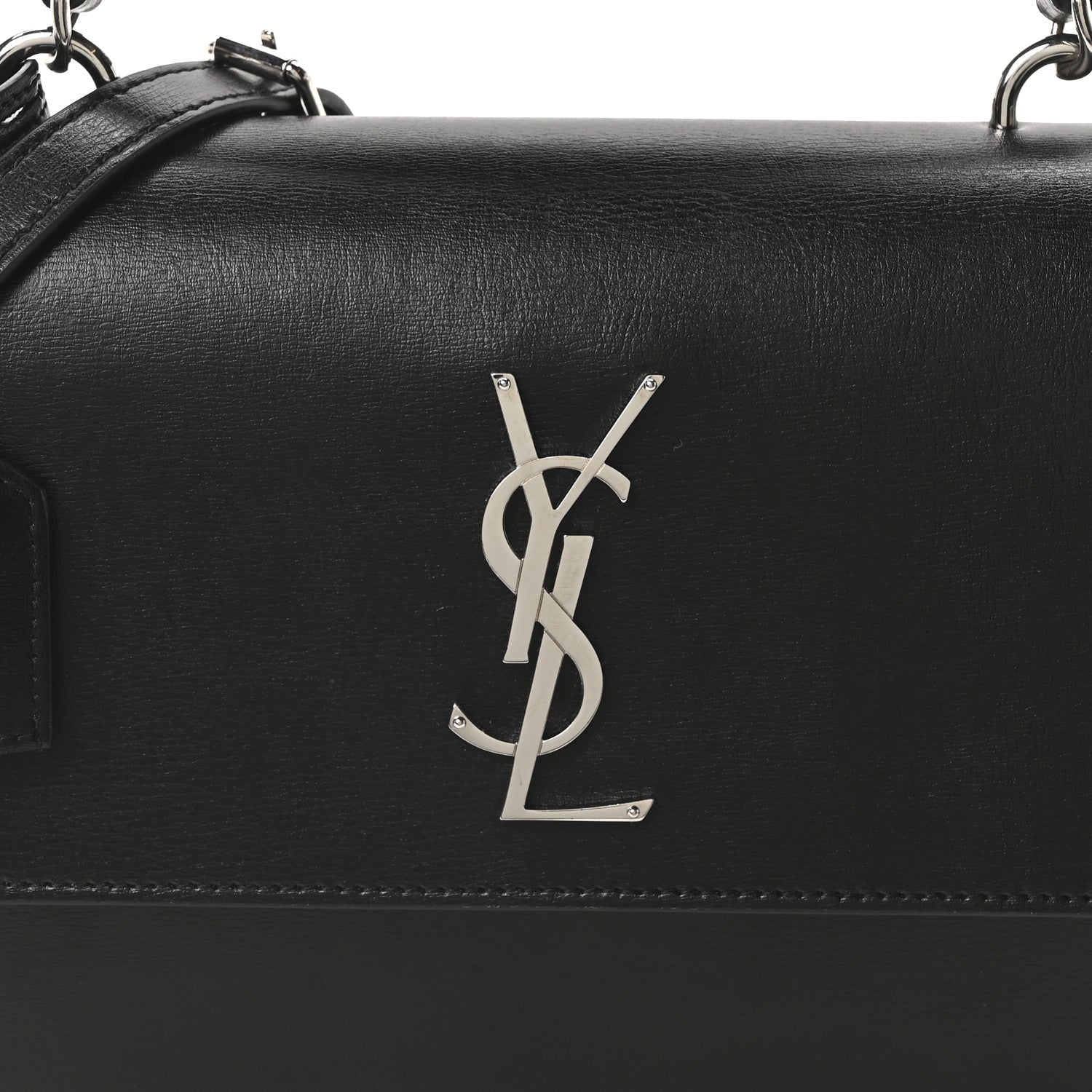 Smooth Calfskin Medium Monogram Sunset Satchel Black