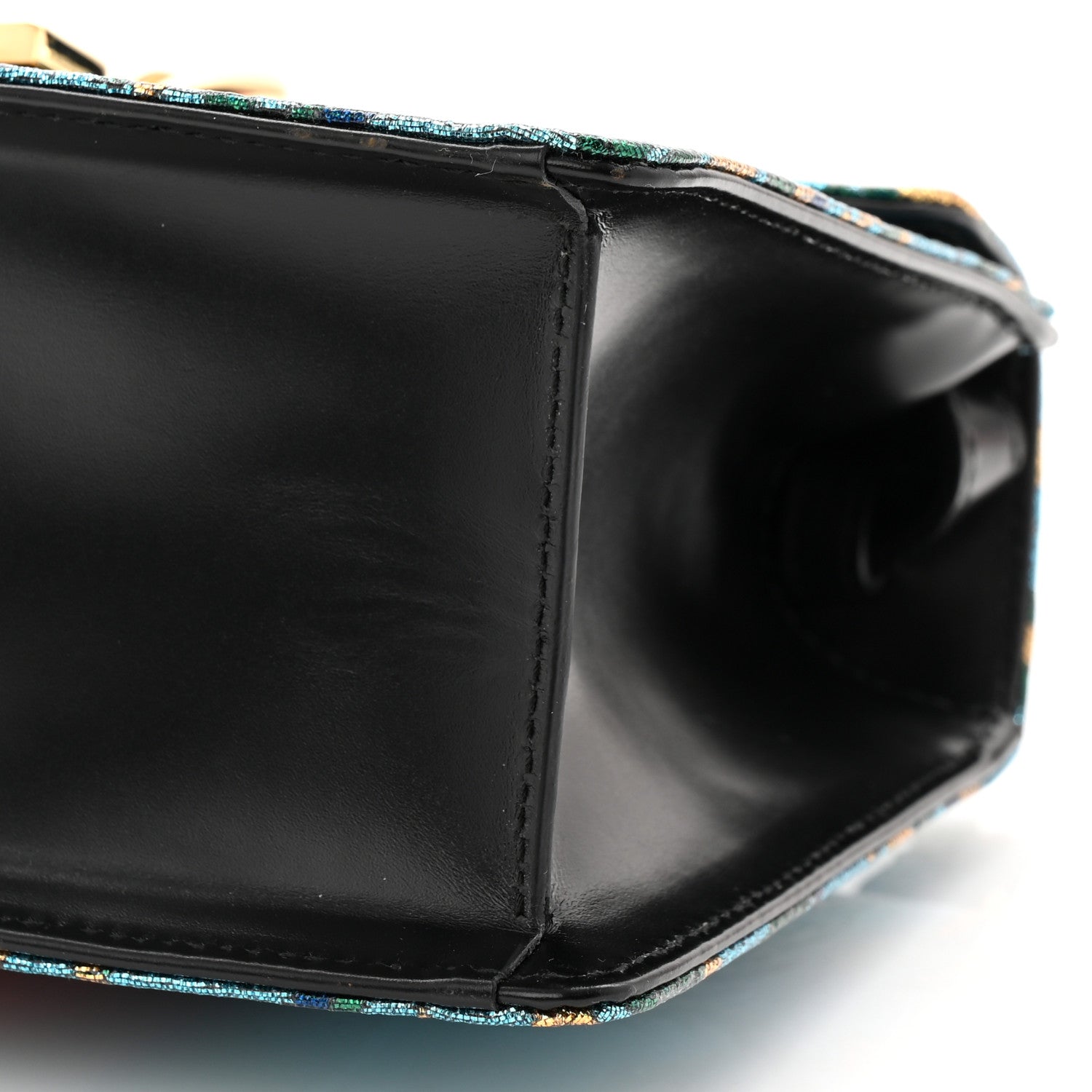 Iridescent Brocade Mini Sylvie Top Handle Bag Azure