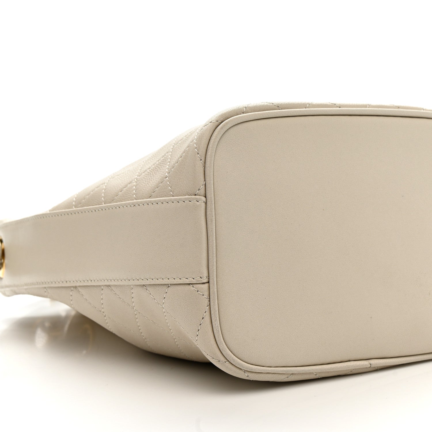 Lambskin Carre Quilted Cassandre Small Bucket Bag Crema Soft