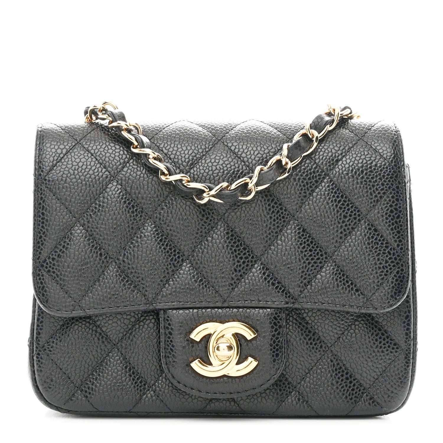 Caviar Quilted Mini Square Flap Black