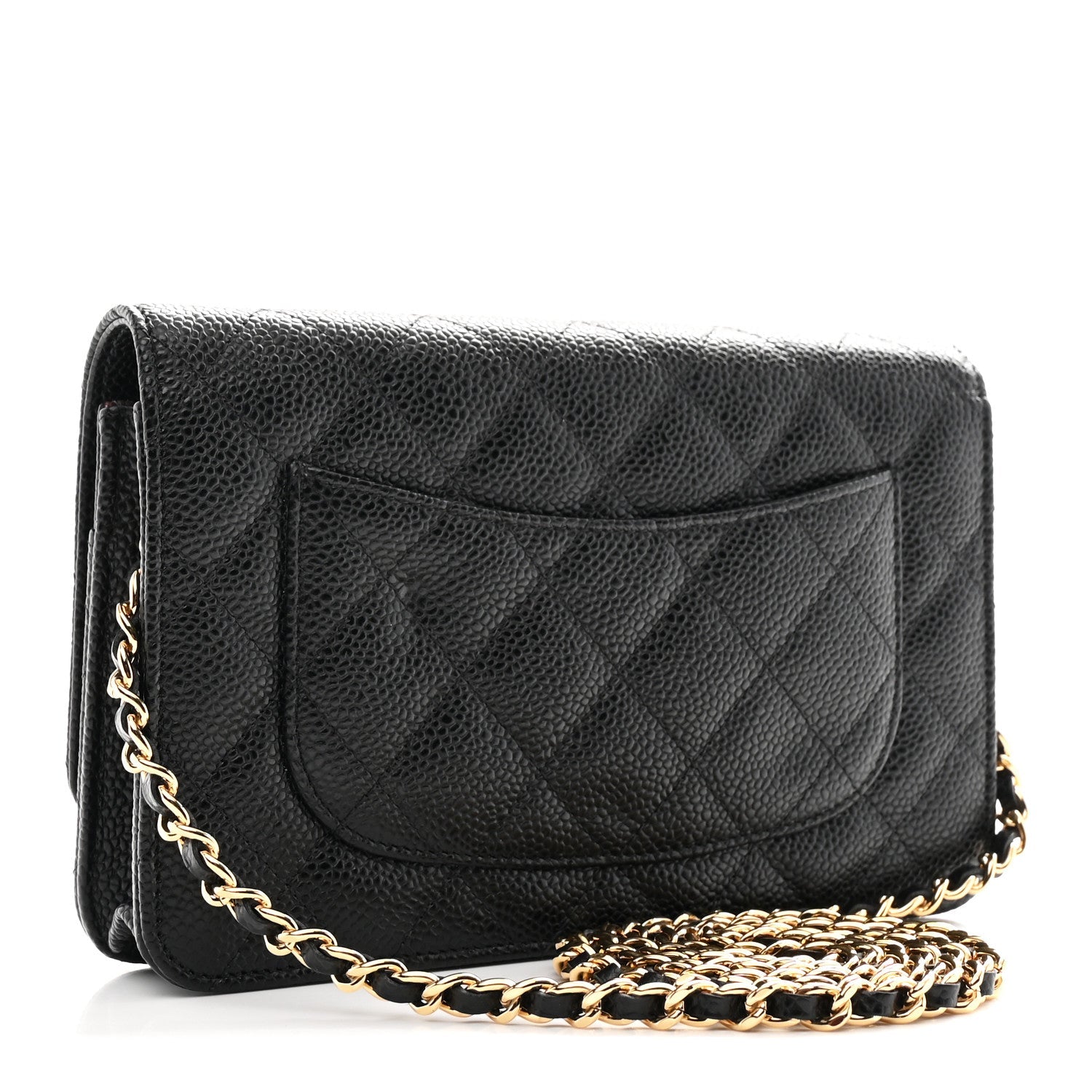 Lambskin Quilted Wallet On Chain WOC Black