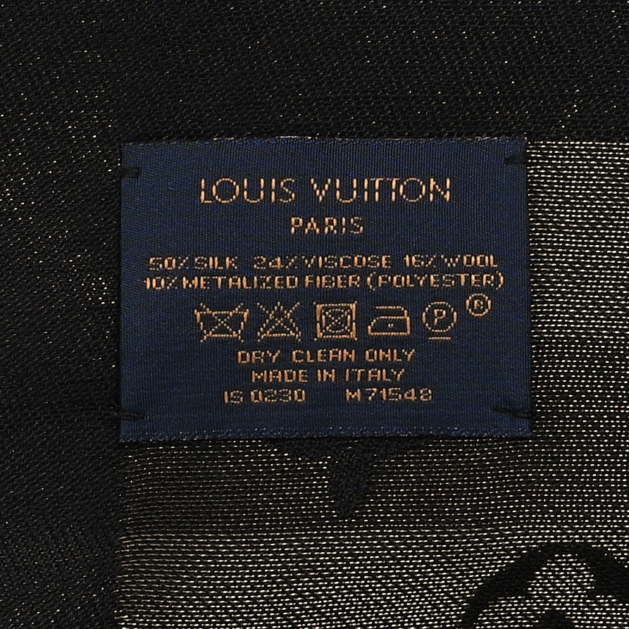 Silk Lurex Wool So Shine Monogram Shawl Black