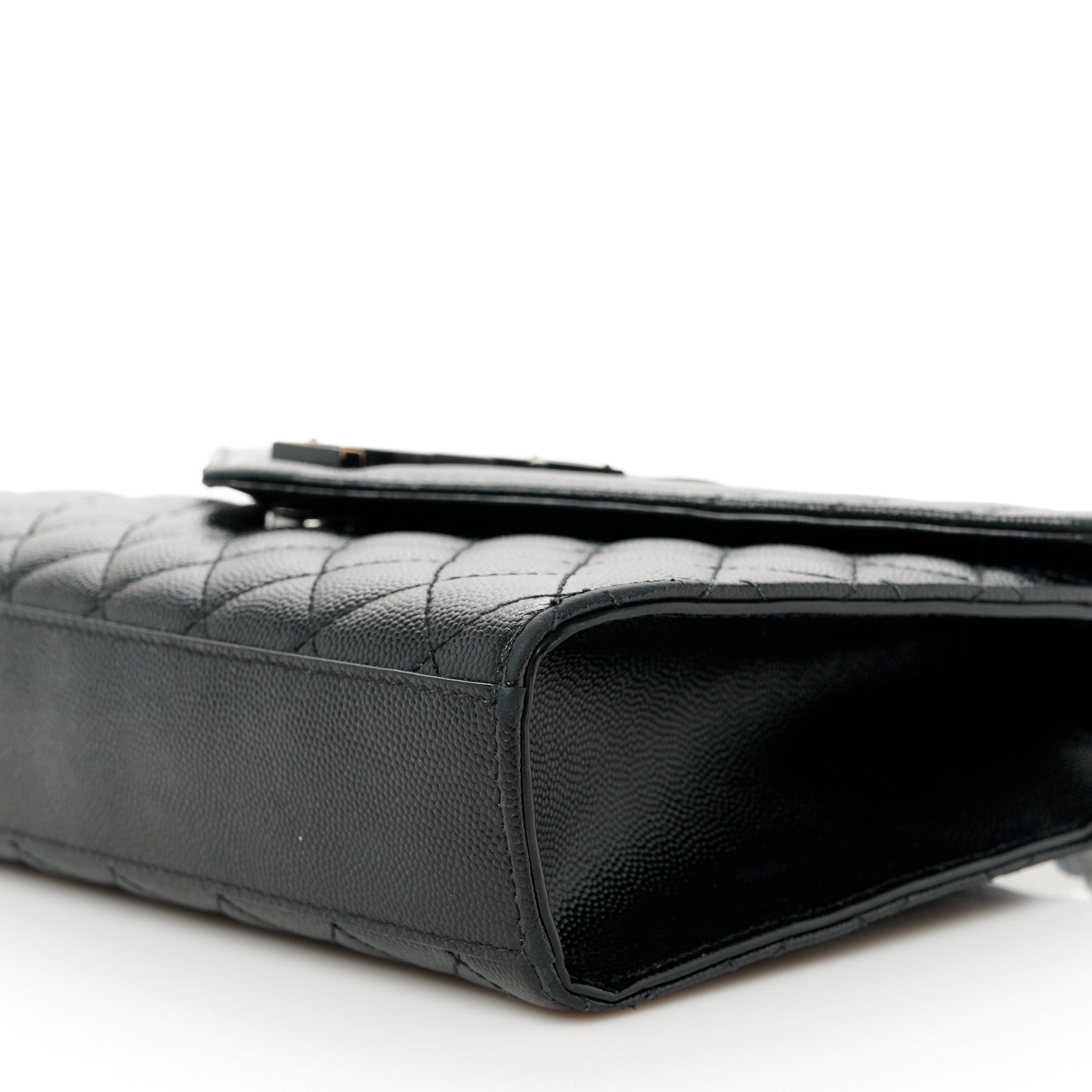 Grain De Poudre Textured Mixed Matelasse Triquilt Medium Monogram Monochrome Satchel Black