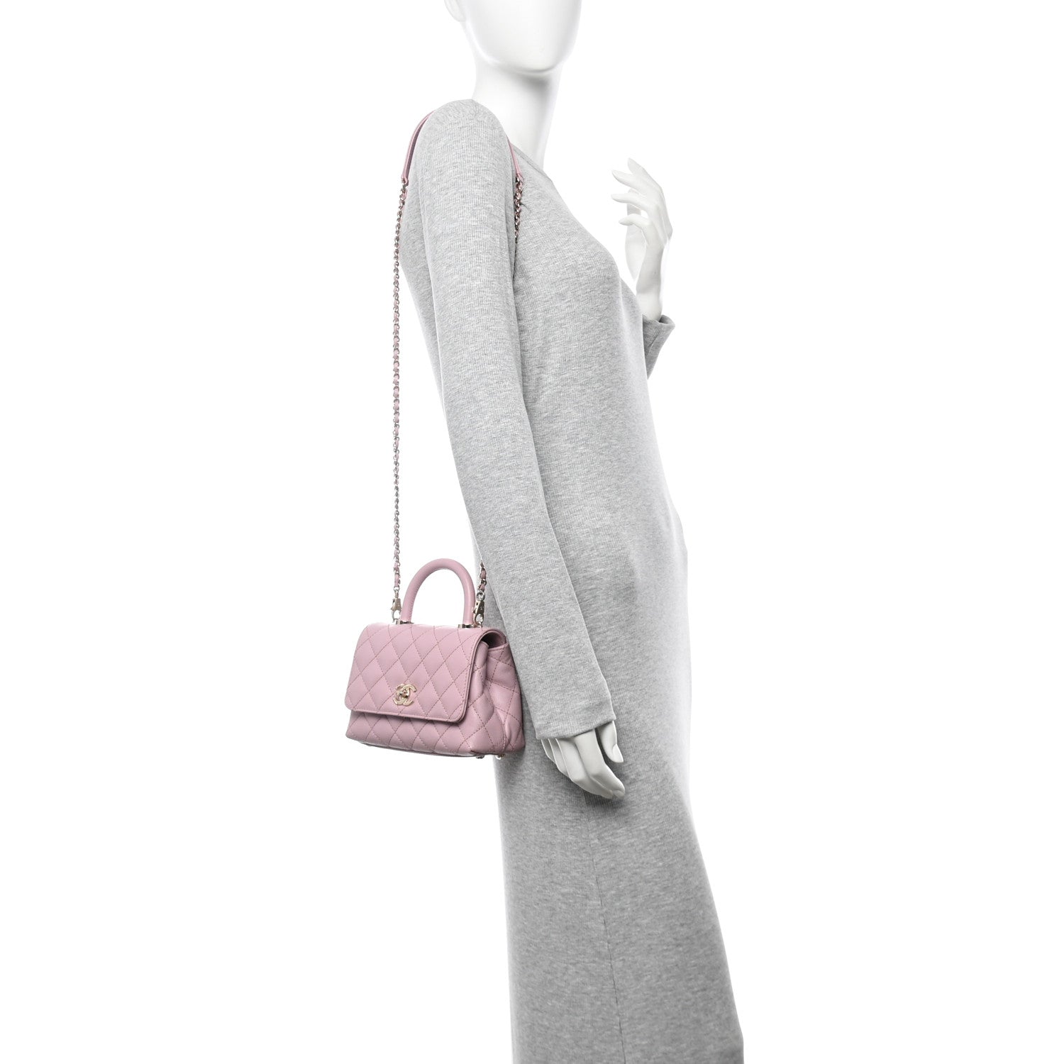 Caviar Quilted Extra Mini Coco Handle Flap Light Pink